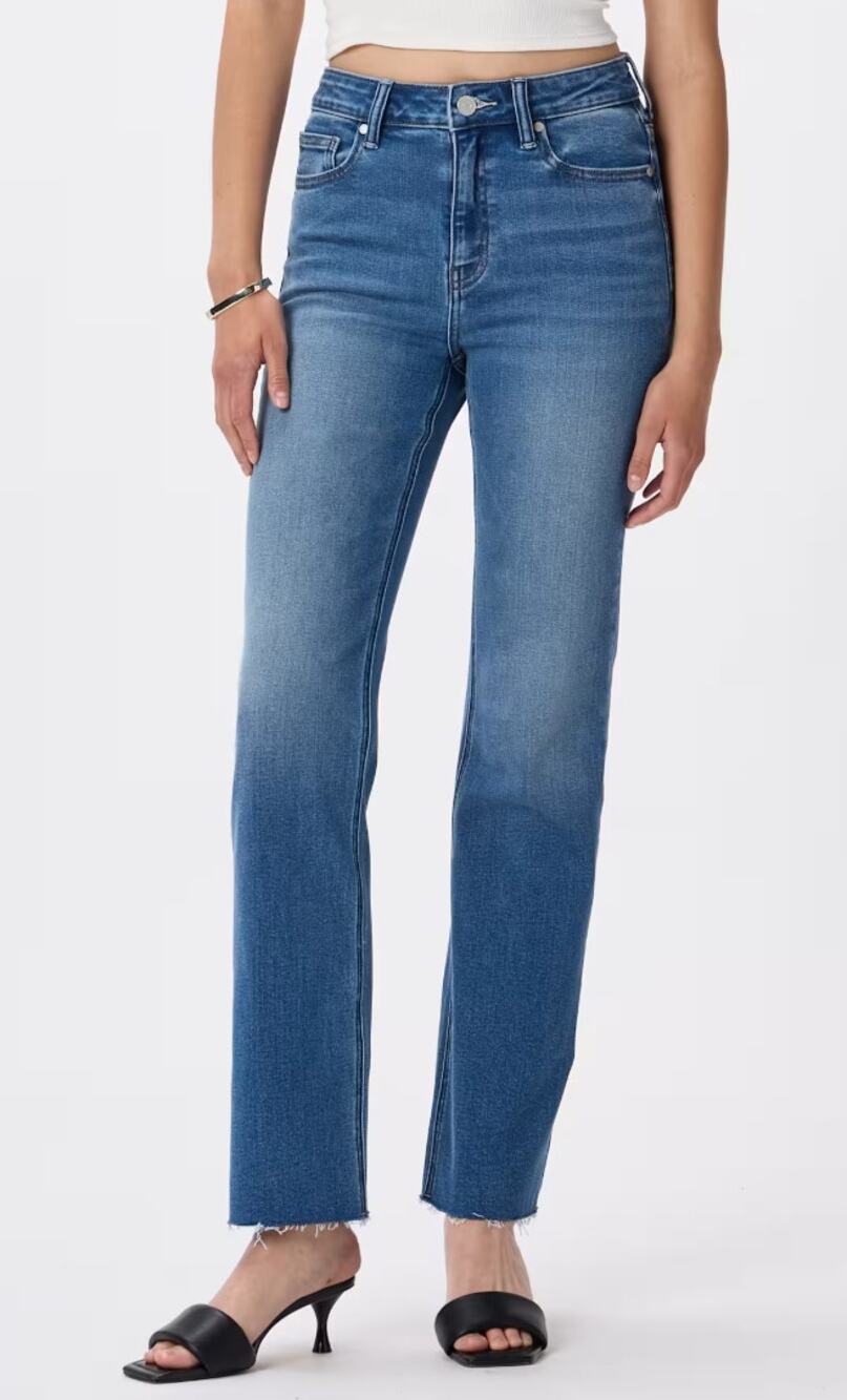 Quince Bella Stretch Straight Jeans Twilight Blue Fray 30 x 28" inseam
